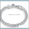 Link-Kette Echt Original 925 Silber Armbänder Einfache Twist Runde Armreif Für Männer Frauen Edlen Schmuck Geschenk Drop Lieferung Dhqba