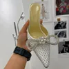 Dames met hoge hakken strass boog slippers satijnen mode stiletto schoenen ontwerper sexy sandalen 9,5 cm hoog hakken zomers klassieker onze maat 35-42 met doos