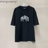 디자이너 Balencigas T 셔츠 외계인 파괴 인쇄 브랜드 남성 여성 밸런시 가스 Tshirts 전면 편지 여성 티셔츠 크기 Whith nu3w