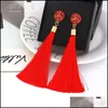 Dangle Chandelier Boho Crystal Long Tassel Drop أقراط للنساء الإثني الهندسي Rose Flower Sign