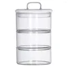 Tigelas 1 conjunto de salada de salada transparente portador de geladeira empilhável utensílios de cozinha de frutas arroz de macarrão