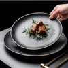 Tallrikar Kinglang European Black Phnom Penh Ceramic Table Seary Set Creative Bowl Salad Soup Plate Western Steak