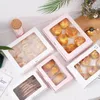 Gift Wrap 20pcslot White Paper Box med Window Christmas Es Brownies Packaging Cookie Macaron Carton Wedding Candy 230206