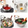 Kaseler Büyük Paslanmaz Çelik Karıştırma Kasesi Pişirme için Ölçekli Metal Salata Mutfak Aksesuarları Kaymaz Derin Yumurta