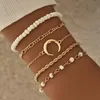 Link Armbänder Kette Persönlichkeit Mond 5-teiliges Set Reis Perle Frauen Charme Armreif Trend Schmuck Kent22