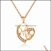 Collane con ciondolo Collana mamma Regalo per la festa della mamma Per scavare Oro Argento Lega Metallo Cristalli Collana a cuore Yzedibleshop Drop Delive Dhboh