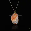 Pendant Necklaces Natural Crystal Quartz Chakra Stones Geometric Cutting Lines Druzy Healing Necklace For Womens Fashion Jewelry Dro Ota12