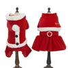 Dog Apparel Winter Warm Pet Santa Cloak Dress Christmas Cat Cotton Clothes Jumpsuit Couple Outfit For