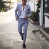 Abiti da uomo Blazer Grigio chiaro Smoking da uomo per matrimonio 2 pezzi Completo da lavoro Blazer ed Risvolto Costume Homme Terno Giacca da festa pantalone 230206