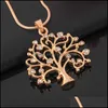 Pendant Necklaces Tree Of Life Necklace Women Chic Jewelry Crystal Statement Pendants Christmas Gifts Bijoux Rose Gold Long Chain Ca Dhegb