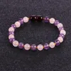 Chaînes Rose Quartz Améthyste Bracelet Pierre Naturelle Bijoux Fil Fermoir 6mm Collier Rond Pour Les Femmes Cadeaux