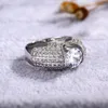 Trouwringen mode elegant glanzend kristal zirkoon zilveren kleur ring prachtige luxe dame eeuwige verloving sieraden minnaar cadeaus