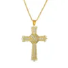 Pendant Necklaces Fashion Rhinestone Crystal Cross Necklaces Pendant For Women Classic Vintage Gold Silver Color Cross Choker Necklace Jewelry G230206