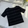 여성 디자이너 편직 T 셔츠 라인트 톤 편지 편지 짧은 슬리브 니트 패션 스타일 숙녀 Tshirt Tops