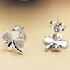 Stud -oorbellen 1 PCS Trendy Lucky Clover Crystal Screw Back for Women Plant Style Ms. Jewelry