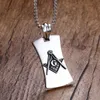 Anhänger Halsketten Mens Masonic Mason Symbol Kompass Dog Tag Anhänger Halskette für Männer Vintage Mode Edelstahl colares Schmuck G230206