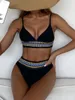 Dames badmode bandeau hoge taille bikini one schouder dames 2023 geprint sexy set retro zwempak vrouwelijk badpak bikini's