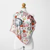 스카프 53CM 능 직물 실크 스카프 여성 에어 Ballon 그림 광장 두건 작은 Hijabs Foulards 넥타이 머리띠 여성 나비 넥타이