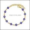 Braccialetti con ciondoli Moda Perline per occhi diabolici per donne Ragazze Catena regolabile in oro Sier Colore Gioielli alla moda fortunati Regalo1 538 Q2 Drop Delive Dhlda