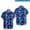 Męskie koszule hawajskie warkocze drukowane wakacyjne plaża noś niebieskie topy z kieszeniami lato plus sizeman's