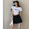 女性用TシャツハイストリートカジュアルOネックショートスリーブシンボルレターヴィンテージプリントクロップセクシーなトップシャツファッションサイズアクセサリー女性