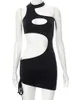 Casual Dresses 2023 Fashion Irregular Cut Out Mini Bodycon Dress Y2K Summer Going Club Wear Sexy Outfits For Woman White Black