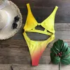 Vrouwen zomer een stuk sexy bikini badpakken uitgehold zwemkleding mode strand px0628 gradiënt geel badpak zomerzwempak