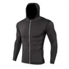 Men's Hoodies Quick-drying Jacket Tight Breathable Warm Running Clothes Fitness Clothing Long-sleeved Sweater Reflective Zipper