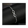 Link Chain Fashion Sier Color Infinite Bracelet Bangle Delicate Simple Personalized Infinity 8 Symbol Adjustable Bracelets Girls Dr Dhkyj