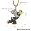 Collane con ciondolo Iced Out Zircone cubico completo Personaggio dei cartoni animati Popeye Pendenti Collana per uomo Hip Hop Rapper Gioielli Regalo Morr22