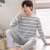 Men's Sleepwear pajamas men's long-sleeved striped spring and autumn style boys and girls winter homewear suits 230204