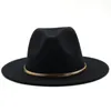 Wide Brim Hats Black/green Simple Top Hat Panama Solid Felt Fedoras For Men Women Artificial Wool Blend Jazz Cap