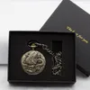 Pocket Watches Chinese Dragon Bronze Mechanical Watch Analog Pendant med halsbandsklocka för PJX1327