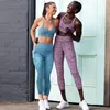 Aktywne zestawy sportowe Zestaw Women Gym 2 -Eart -Element Yoga Bra Leggins Spodnie Leopard Printing Trening Sportswear Woman Fitness Ubranie