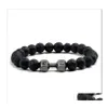 Charm Armbänder Lava Armband Schwarz Vulkanstein Perlen Für Frauen Männer Fitness Hantel Schmuck Herren Yzedibleshop Drop Lieferung Dhiin