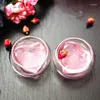 Wine Glasses Creative Heart-shaped Double Wall Glass Transparent Heat-resistant Handgrip Juice Drink Cup Coffee Tea Drinkware