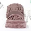 Beanies Beanie/Skull Caps 2 In 1 For Women Plus Velvet Winter Woolen Hat Scarf Thickening Warm Windproof Cycling Balaclava Outdoor Cap Delm2