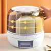 Storage Bottles Rotating Cereal Dispenser Rice Containers Large Capacity 6-Grid Bucket Food Waterproof And Moist