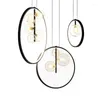 Pendellampor Artpad Metal Hanging Light Black Rund Ring för bar matsal Entré Bedside Suspension Lamp