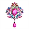 Pins Brooches Vintage Style Big Water Drop For Women Jewelry Colorf Flower Brooch Pin Rhinestone Crystal Broach Wedding C3 Delivery Dhwcm