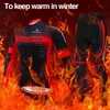 レーシングセット冬のジャケットの風器と暖かいフリースメンズサイクリングスーツタイツマウンテンバイクアウトドアトライアスロン