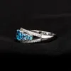 Cluster-Ringe GEM'S BALLET 2,55 ct klassischer natürlicher blauer Topas-Edelstein 925 Sterling Silber ovaler Ring für Frauen feiner SchmuckCluster