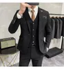 Trajes para hombres Blazers Color sólido Traje formal Negocios Slim Novio Fiesta de bodas Conjunto de tres piezas Hombres