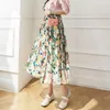 Skirts Real S 2023 Spring And Summer High Waist Thin Gentle Pleated Floral Mid-length A-line Skirt Umbrella