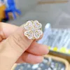 Cluster Rings Rotating Four-leaf Clover Full Diamond Ring Female 2023 Fashion Exquisite Opening Rotatable Hand Jewelry