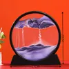 Moving Sand Art Picture Round Glass 3D Hourglass Deep Sea Sandscape In Motion Display Flowing Sand Frame 7 12inch For home Decor 220406