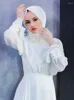 Abbigliamento etnico Abito da sera Hijab Tessuto in chiffon foderato con maniche e colletto Cintura dettagliata Musulmano islamico arabo Made in Turkey