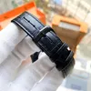 メンズウォッチホロー腕時計を見る男性のための自動機械式時計ビジネス腕時計革張りストラップ防水モントレデュルク40mm