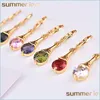 Clip-On Screw Back Handmade Crystal Stone Drop Earrings For Women Lady Gold Plated Cz Clip On Earring Long Dangle Gift Jewelry Pin Dh3Da