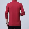 Men's T Shirts Fashion Leisure Business Men T-shirt Slim Fit Turndown Collar Long Sleeve Luxury Fitness Pocket Tee Shirt Homme